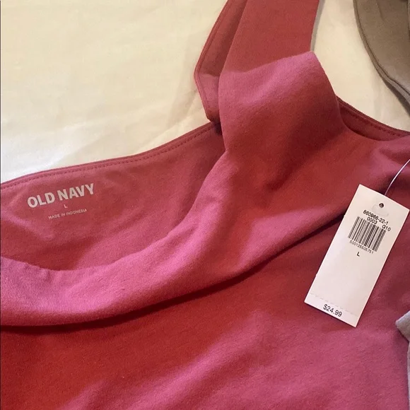 Set of two Old Navy Pink and Tan Sleeveless Fitted Bodysuit - Picture 2 of 5